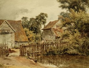 Gospodarstwo ze stawem (akwarela na papierze) autorstwa William Henry Hunt