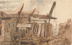 Budowa mostu Waterloo autorstwa William Henry Hunt
