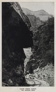 Kaniony Kolorado: Clear Creek Canon, Wisząca Skała (zdjęcie czarno-białe) autorstwa William Henry Jackson
