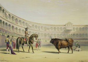 Picador rzuca wyzwanie bykowi, 1865 autorstwa William Henry Lake Price