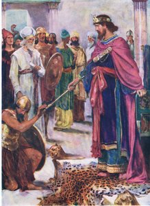 Dawid król nad Izraelem, z The Bible Picture Book wydanej przez Thomasa Nelsona, ok. 1950 autorstwa William Henry Margetson