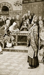 Jocelyn, biskup Glasgow, w Northampton, 1176 r., ilustracja z "Hutchinson