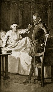 Knox na łożu śmierci, listopad 1572 r., ilustracja z "Hutchinson