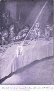 Do sali wszedł Święty Graal, pokryty białym jedwabiem autorstwa William Henry Margetson