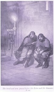 Ręka i ramię przeszły przed Sir Ectarem i Sir Gawaine autorstwa William Henry Margetson