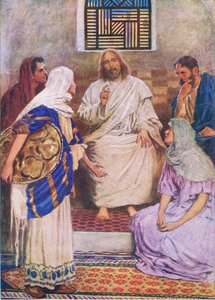 Dwie siostry, z The Bible Picture Book wydanej przez Thomasa Nelsona, ok. 1950 autorstwa William Henry Margetson