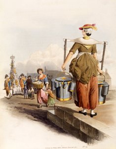 Mleczarka, z filmu Kostiumy Wielkiej Brytanii, wyd. Henry Miller, 1805 (odbitka ręcznie kolorowana) autorstwa William Henry Pyne