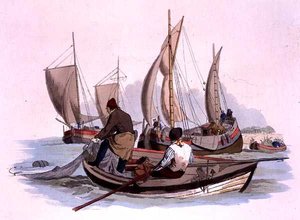 Brytyjscy rybacy, z „Kostium Wielkiej Brytanii”, wydanego przez Williama Millera autorstwa William Henry Pyne