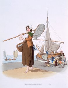 Kobieta Shrimper, z „Kostium Wielkiej Brytanii”, wydana przez Williama Millera, 1805 autorstwa William Henry Pyne