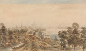 Stary Londyn, widok z St. James Park patrząc na wschód autorstwa William Henry Pyne