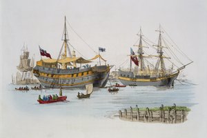 Statki więzienne, z „Kostium Wielkiej Brytanii”, wydane przez Williama Millera, 1805