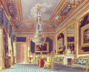 Pokój Blue Velvet, Carlton House z „Królewskich Rezydencji” w Pyne, 1818 r. autorstwa William Henry Pyne