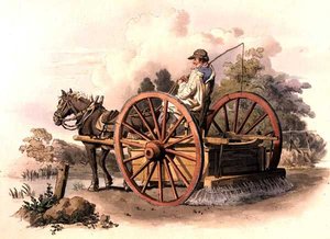 Watering Cart, z „Kostium Wielkiej Brytanii”, wydanego przez Williama Millera autorstwa William Henry Pyne