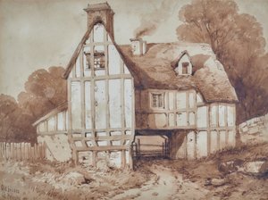 Stare domy w Penshurst, Kent autorstwa William Henry Stothard