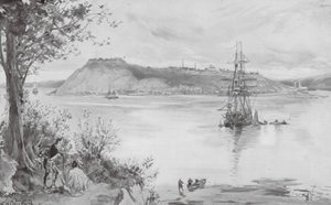 Widok miasta i twierdzy Quebec, AD 1759 (litografia)