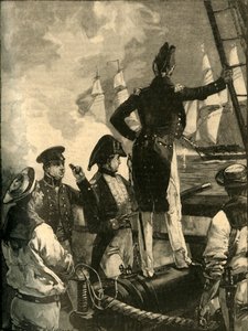 Kapitan William Walpole przechwytuje statki księcia Saldanhas, wojny liberalne, 1829–1890. autorstwa William Heysham Overend