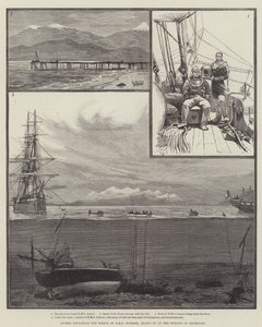 Nurkowie badający wrak HMS Doterel, wysadzony w Cieśninie Magellana