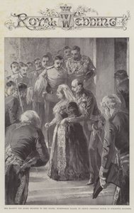 Jej Królewska Mość Królowa eskortowana do Kaplicy Pałacu Buckingham przez księcia Christiana Wiktora Schleswig-Holstein autorstwa William Heysham Overend