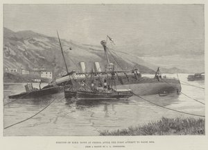Pozycja HMS Howe w Ferrol po pierwszej próbie wynurzenia autorstwa William Heysham Overend