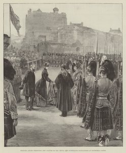 Księżniczka Louise wręcza nowe barwy Góralom Argyll i Sutherland na zamku w Edynburgu autorstwa William Heysham Overend