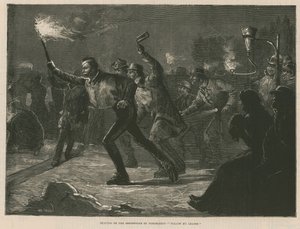 Jazda na łyżwach po Serpentynach przy świetle pochodni (grawerowanie) autorstwa William Heysham Overend