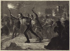 Jazda na łyżwach po Serpentynach przy świetle pochodni (grawerowanie) autorstwa William Heysham Overend