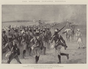 Natarcie na Dongolę, 9. Pułk Sudanu maszerujący na Shellal, by wyruszyć na front