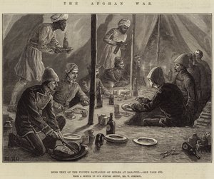 Wojna afgańska, Namiot IV batalionu strzelców w Basawul autorstwa William Heysham Overend