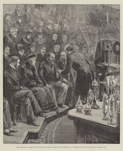 Książę Walii i książę Yorku w Royal Institution, profesor Dewar wykłada na temat Liquid Air autorstwa William Heysham Overend