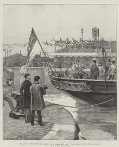 Królowa w Manchesterze, Jej Wysokość, w Czarodziejce Jachtu Admiralicji, otwierając Kanał Okrętowy autorstwa William Heysham Overend