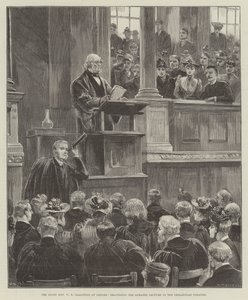 Szanowny W. E. Gladstone w Oksfordzie, wygłaszając wykład Romana w Sheldonian Theatre