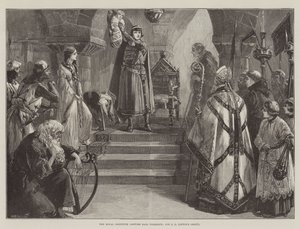 Bal kostiumowy w Royal Institute Tableaux, grupa Sir JD Lintona autorstwa William Heysham Overend