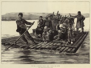 Wojna, bułgarska rodzina chłopska przekraczająca Dunaj autorstwa William Heysham Overend