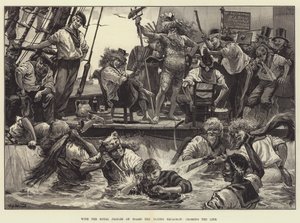 Z Królewskimi Książętami na pokładzie Eskadry Latającej, przekraczając Linię autorstwa William Heysham Overend
