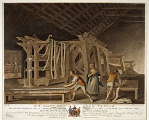 Widok perspektywiczny wszystkich maszyn Bleach Mill, płyta IX z The Linen Manufactory of Ireland, 1791