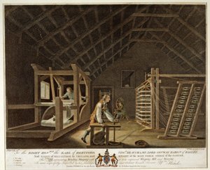 Nawijanie, wypaczanie za pomocą nowej ulepszonej wypalarni i tkania, płyta VII z The Linen Manufactory of Ireland, 1791