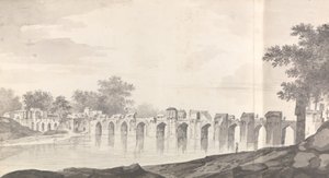 Widok mostu w Jaunpurze nad rzeką Gomti autorstwa William Hodges