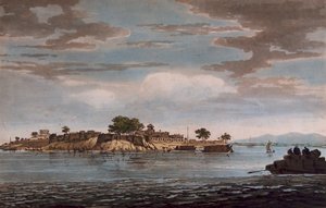 Widok na fort Mongheer nad brzegiem rzeki Ganges autorstwa William Hodges