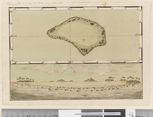 Strona 25b/a Mapa i profil Wyspy Palmerston autorstwa William Hodges