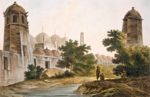 Pl. 41 Widok Cuttery zbudowanej przez Jaffeira Cawna w Muxadavad, z „Select Views in India”, wyd. 1785-88 (akwaforta kolorowa z akwatintą) autorstwa William Hodges
