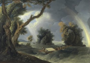 Burza nad Gangesem z panią Hastings w pobliżu skał Colgon, ok. 1790 (olej na płótnie) autorstwa William Hodges