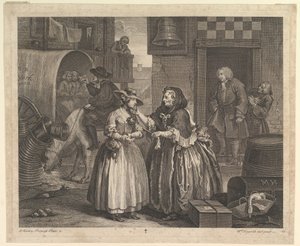 Postęp nierządnic, płyta 1, kwiecień 1732. autorstwa William Hogarth