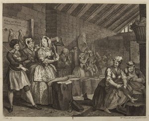 Kariera prostytutki, plansza 4 autorstwa William Hogarth
