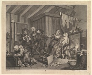 Postęp nierządnic, płyta 5, kwiecień 1732. autorstwa William Hogarth