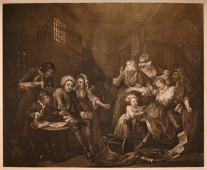 Postęp grabi - 7: Więzienie floty, 1733. autorstwa William Hogarth