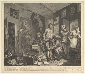A Rakes Progress, płyta 1, 25 czerwca 1735. autorstwa William Hogarth