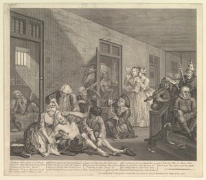 A Rakes Progress, płyta 8, 25 czerwca 1735. autorstwa William Hogarth