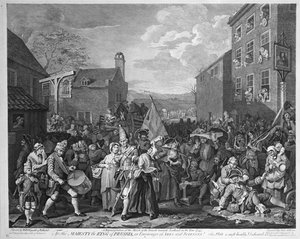 Reprezentacja Marszu Gwardii na Szkocję w roku 1745, opublikowana 1750 autorstwa William Hogarth