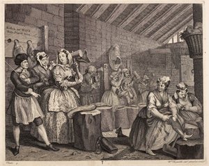 Tłuczenie konopi w Bridewell: Kariera prostytutki, tablica 4 autorstwa William Hogarth