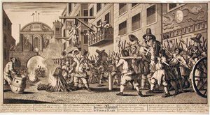 Spalanie „Rumps” w Temple Bar autorstwa William Hogarth